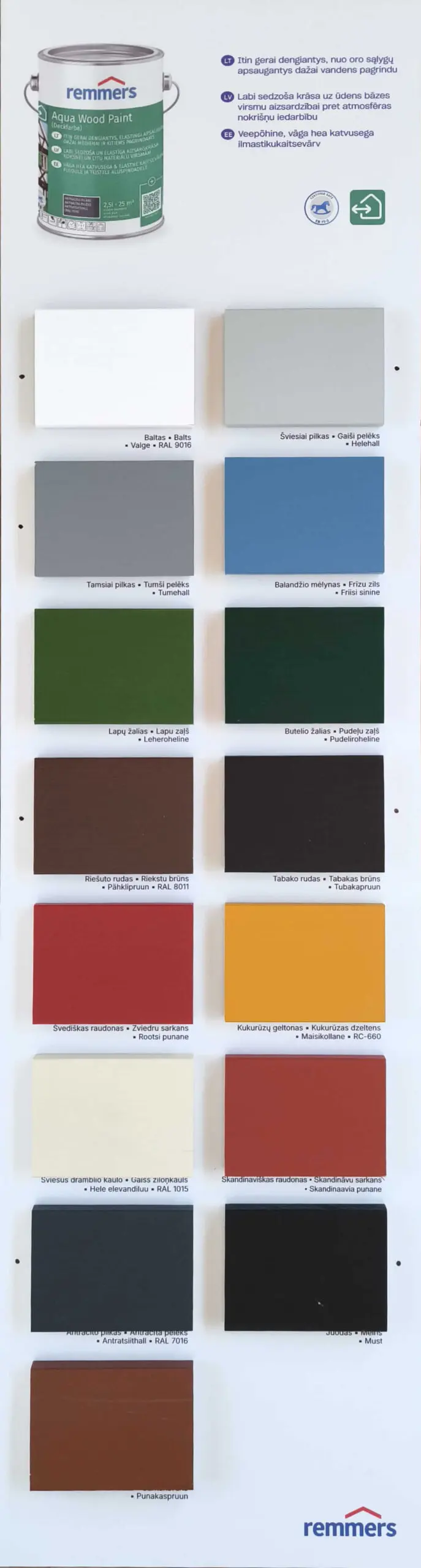 Aqua wood paint Remmers - peinture 2,5 l